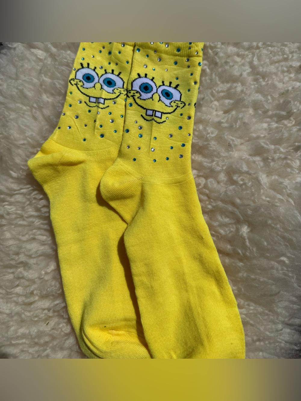 SpongeBob Squarepants Yellow Crew Socks with Blue Eye Accents